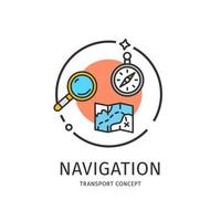 Transport Navigation Thin Line Icon Concept. Vector