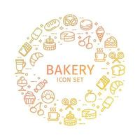 Bakery Round Design Template Thin Line Icon Concept. Vector