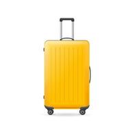 Realistic Detailed 3d Yellow Travel Suitcase. Vector