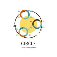 Diagrams Thin Line Icon Circle Round Concept. Vector