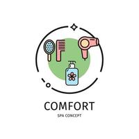 Spa Comfort Thin Line Icon Concept. Vector