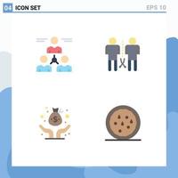 Set of 4 Vector Flat Icons on Grid for connect shared team knowledge fund Editable Vector Design Elements