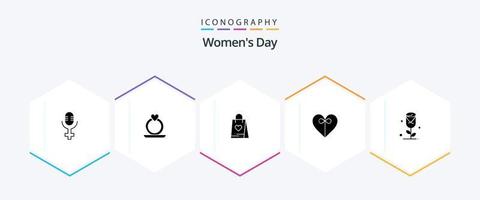 Womens Day 25 Glyph icon pack including day. women. women. bag. love vector