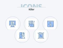 Diseño de icono del paquete de 5 iconos azul asesino. investigación. espiar. bandido. profesión. delito vector