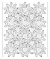 Floral Background with mehndi flower-Coloring Book Page vector