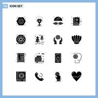 16 Universal Solid Glyphs Set for Web and Mobile Applications science atom cup story baby Editable Vector Design Elements