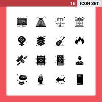 16 Creative Icons Modern Signs and Symbols of setting bulb light gdpr financial Editable Vector Design Elements