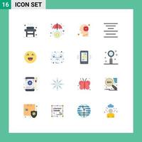 16 User Interface Flat Color Pack of modern Signs and Symbols of chat center investment align mind Editable Pack of Creative Vector Design Elements