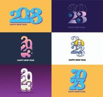 Big Collection of 2023 Happy New Year symbols Cover of business diary for 2023 with wishes vector