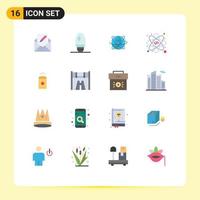 Set of 16 Commercial Flat Colors pack for coding web globe world internet Editable Pack of Creative Vector Design Elements