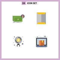 conjunto de 4 paquetes de iconos planos comerciales para estante de flujo de caja de billetes encuentre elementos de diseño vectorial editables vector