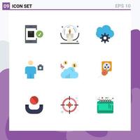 9 Creative Icons Modern Signs and Symbols of cloud human night camera avatar Editable Vector Design Elements