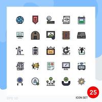 Pack of 25 creative Filled line Flat Colors of html password hardware document secure Editable Vector Design Elements