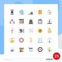 Pack of 25 Modern Flat Colors Signs and Symbols for Web Print Media such as write paper caddy page document Editable Vector Design Elements