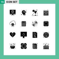 16 Creative Icons Modern Signs and Symbols of cloud fast beach database glass Editable Vector Design Elements