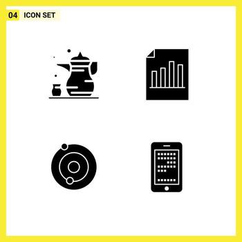 Group of 4 Modern Solid Glyphs Set for abrahamic sheet ramadan file system Editable Vector Design Elements