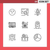 Modern Set of 9 Outlines and symbols such as finance laptop diet developer app Editable Vector Design Elements