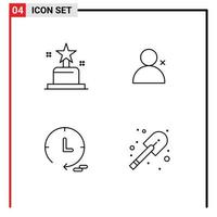 Mobile Interface Line Set of 4 Pictograms of award construction discover people marketing shovel Editable Vector Design Elements