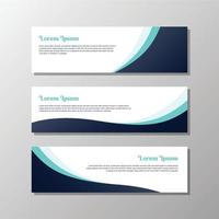 set of web banner template with shades of blue abstract design vector