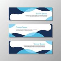 set of web banners vector template with blue abstract curves design