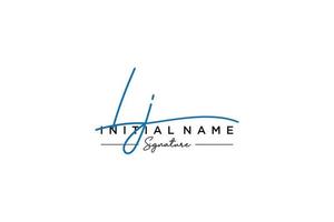 Initial LJ signature logo template vector. Hand drawn Calligraphy lettering Vector illustration.