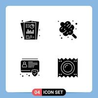 Set of 4 Commercial Solid Glyphs pack for analysis id seo analysis dessert id Editable Vector Design Elements