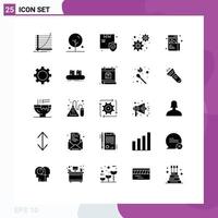 Pictogram Set of 25 Simple Solid Glyphs of creative settings nature gears security Editable Vector Design Elements