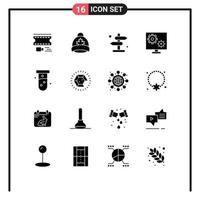 Pack of 16 creative Solid Glyphs of tube screen board preference configure Editable Vector Design Elements