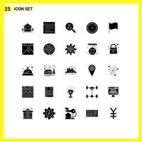 25 Thematic Vector Solid Glyphs and Editable Symbols of basic user browse time search Editable Vector Design Elements