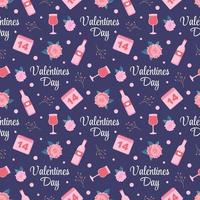 Happy Valentines Day Seamless Pattern Design Love Greeting Card Template Hand Drawn Cartoon Flat Illustration vector