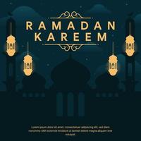 ilustración de banner de ramadán en diseño plano vector