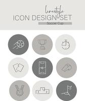 Linestyle Icon Design Set Soccer Cup vector