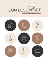 Linestyle Icon Design Set cleaning vector