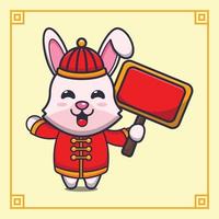 Cute rabbit in chinese new year cartoon vector illustration.