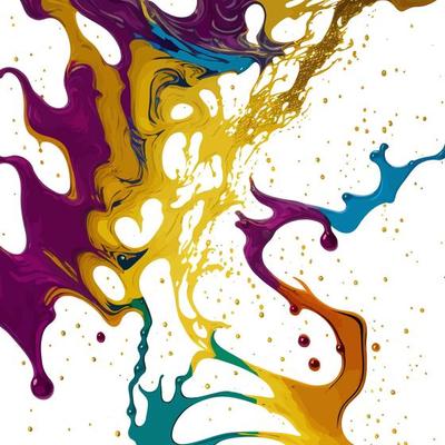 Colorful Grunge Dripping Marble Ink Splash