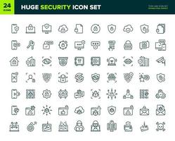 gran conjunto de iconos de línea de vector de seguridad. colección de iconos de protección y seguridad. símbolos de contorno de primera calidad. elementos vectoriales perfectos de píxeles editables