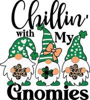 Chillin with My Gnomies Saint Patrick's Day Family Matching Gnomies sublimation designs vector