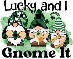 Gnomes St Patrick's Day Shirt Family Matching Gnome Shamrock Sublimation Design vector