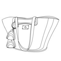 Beach bag with knitted embellishment in line art technique vector