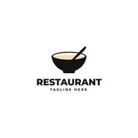 Soup bowl with spoon logo design. Food, meal, restaurant, catering and canteen, vector design and illustration