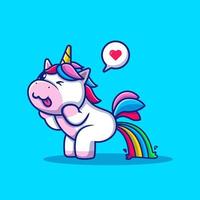 Cute Unicorn Poop Rainbow Cartoon Vector Icon Illustration. Animal LoveIcon Concept Isolated Premium Vector. Flat Cartoon Style