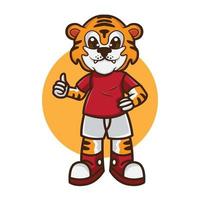 Tiger kid thumbs up vector illustration