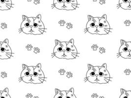 Cat cartoon character seamless pattern on white background vector