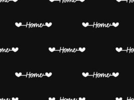 Home cartoon character seamless pattern on black background vector