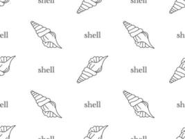 Shells cartoon character seamless pattern on white background vector