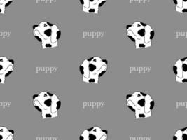 Puppy cartoon character seamless pattern on gray background vector