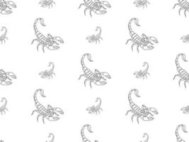 Scorpion cartoon character seamless pattern on white background vector