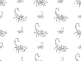 Scorpion cartoon character seamless pattern on white background vector