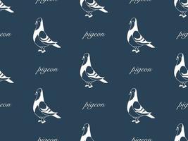 Pigeon cartoon character seamless pattern on blue background vector
