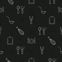 Utensils, dark seamless pattern vector